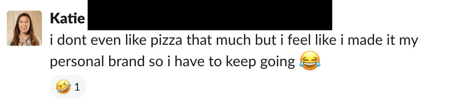 Katie doesn't like pizza